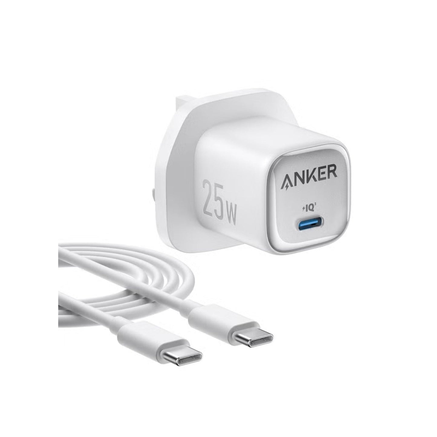 Anker 25W Charger with USB C to USB C Cable - White