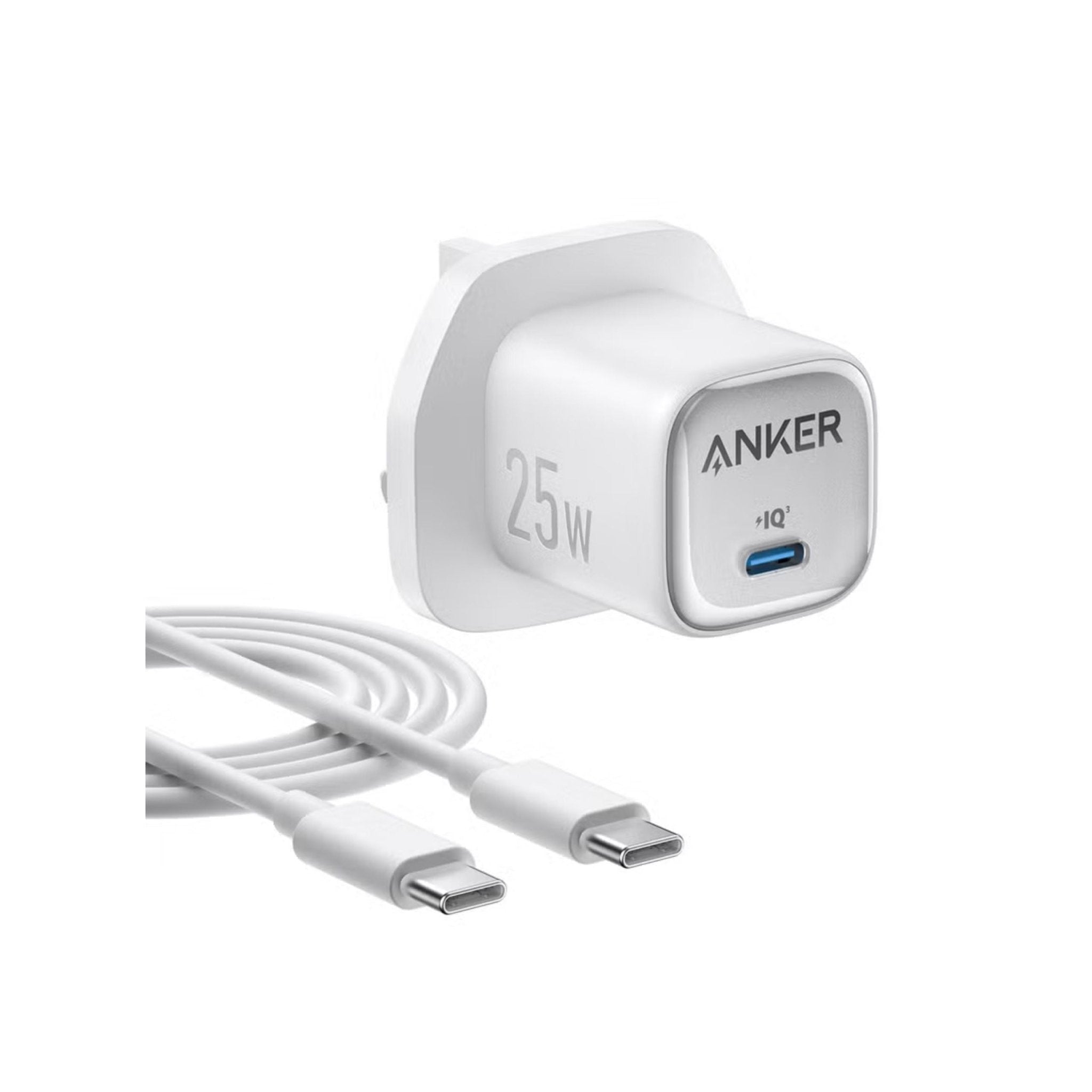 Anker 25W Charger with USB C to USB C Cable - White