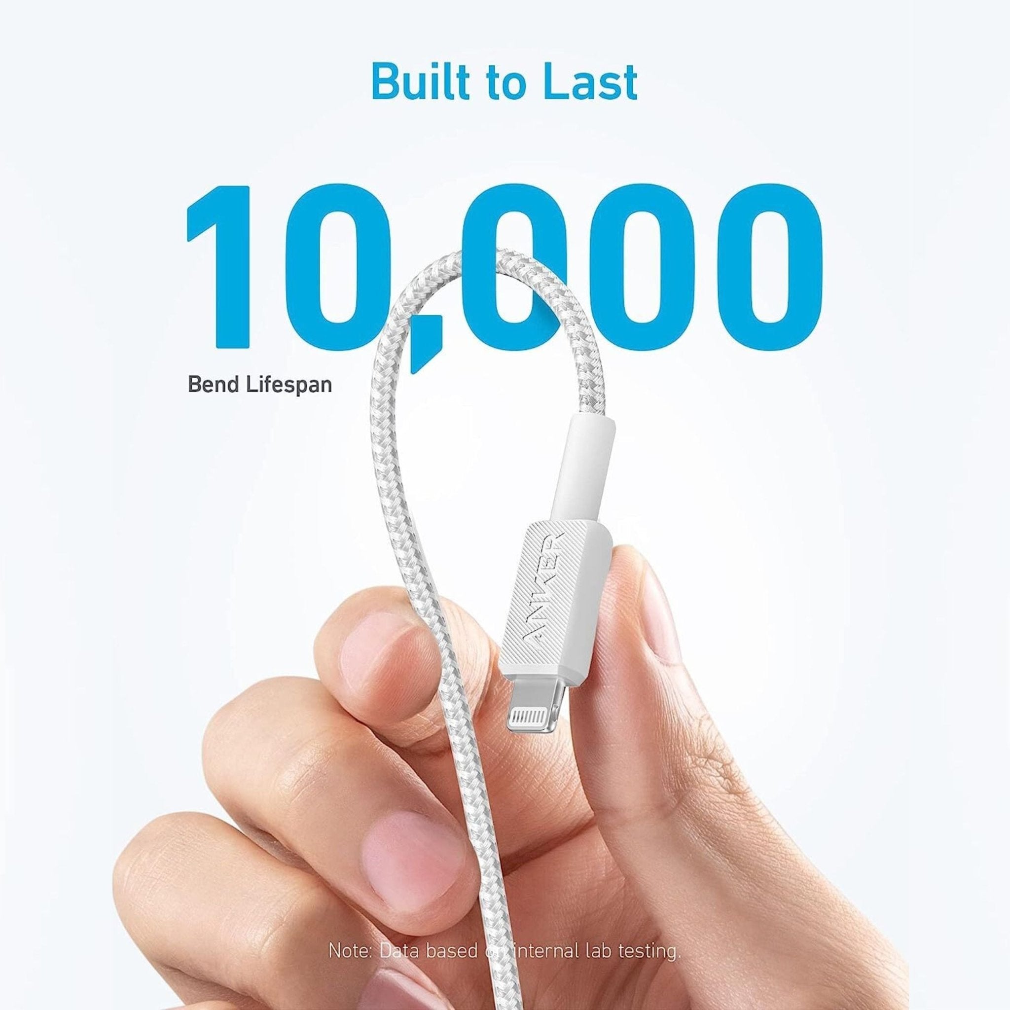 Anker 322 USB-C to Lightning Cable Braided 3ft (0.9m) - White