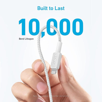 Anker 322 USB-C to Lightning Cable Braided 3ft (0.9m) - White