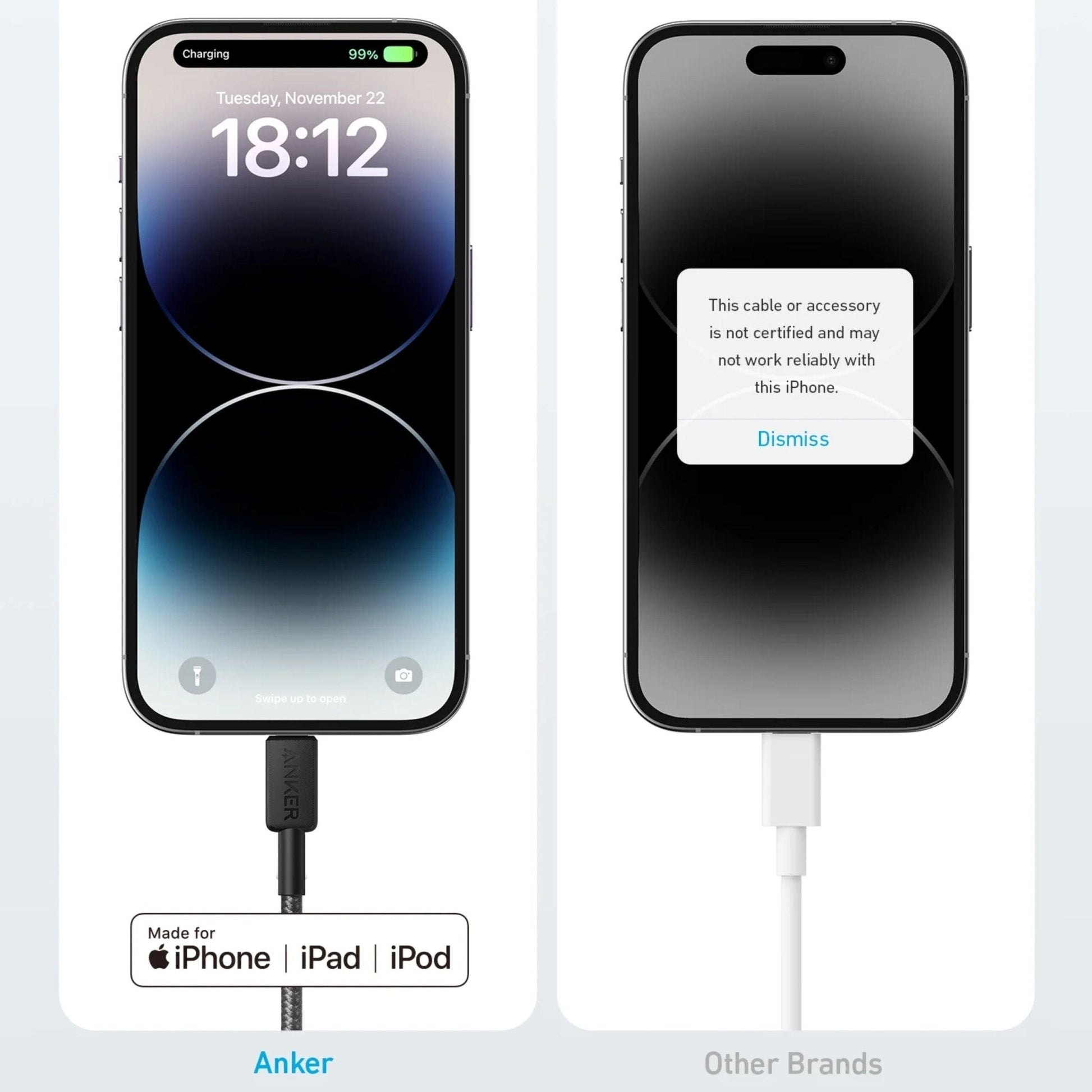Anker 322 USB-C to Lightning Cable Braided 3ft(0.9m) - Black
