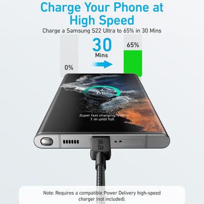 Anker 322 USB-C to USB-C Cable Braided 3ft(0.9m) - Black