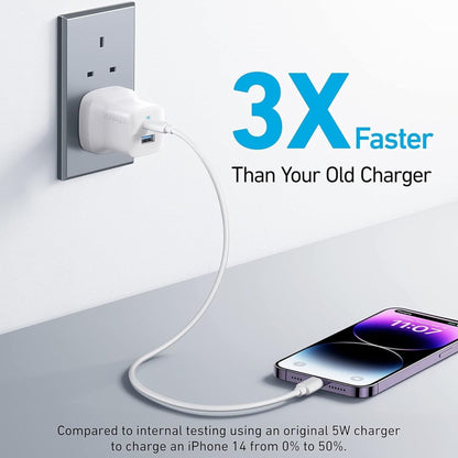 Anker 323 Charger with 33W USB C to Lightning Cable 1m - White