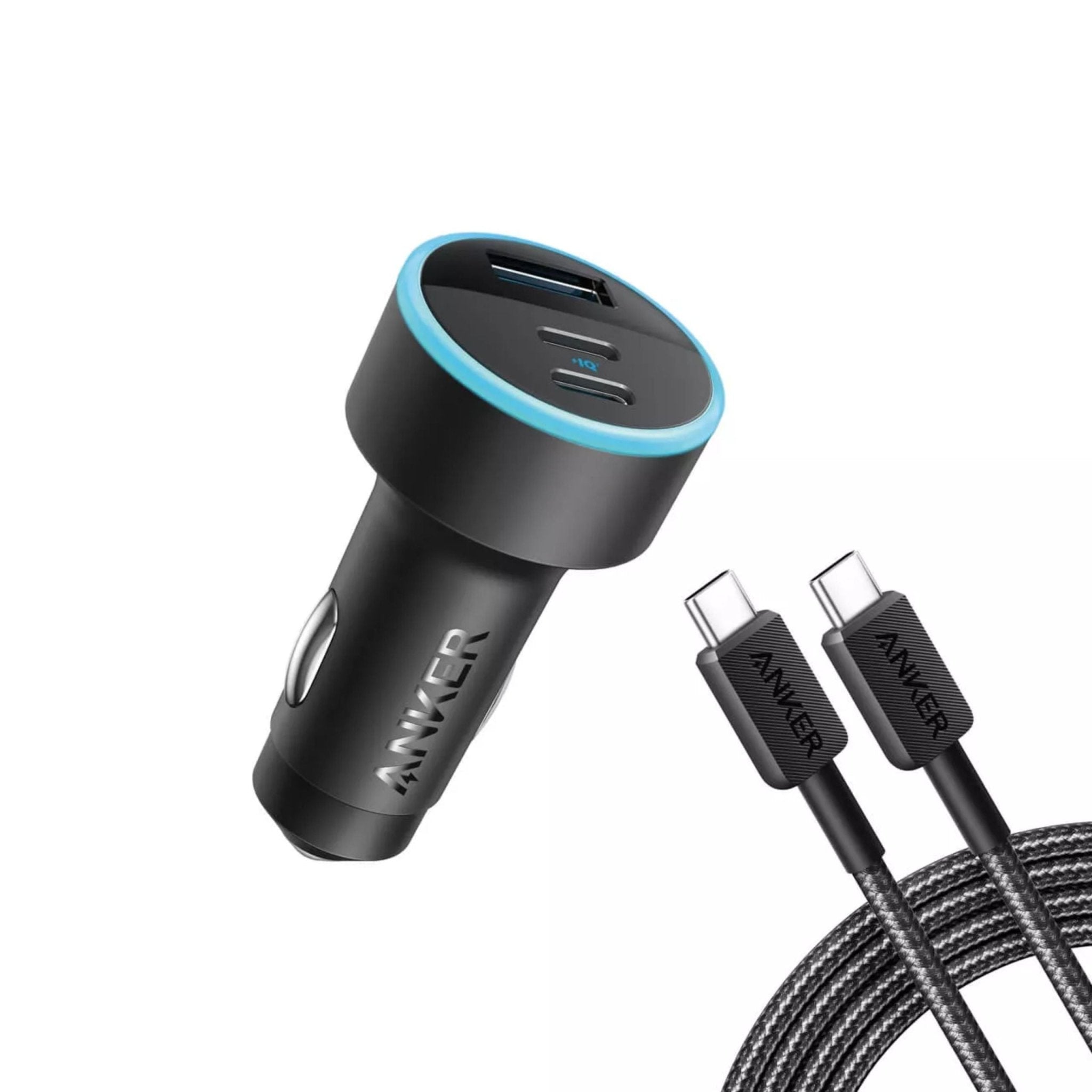 Anker 335 Car Charger 67W With 3 Ports + 3ft USB C to USB C Cable - Black