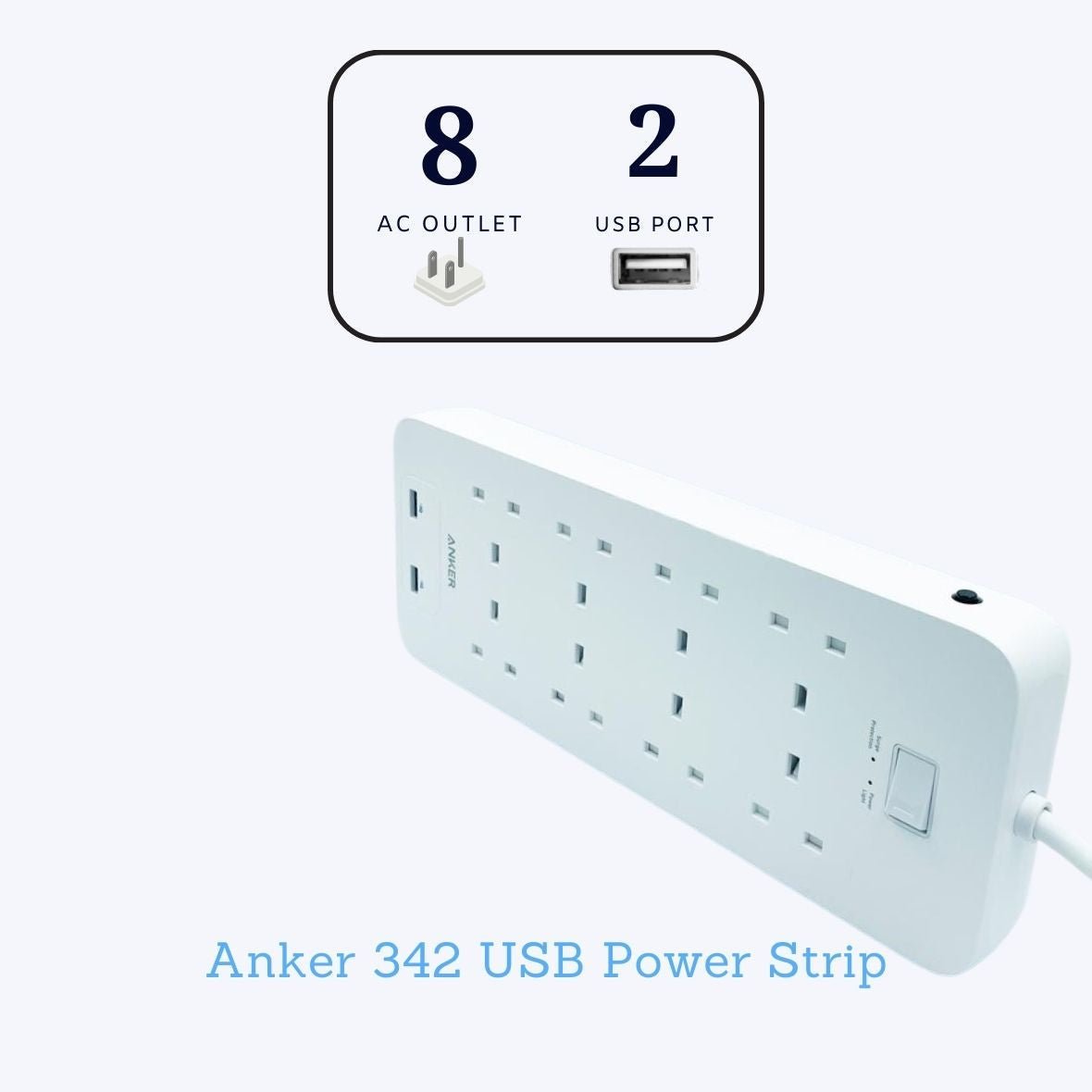 Anker 342 USB Power Strip 10 in 1 A9182K21 - White