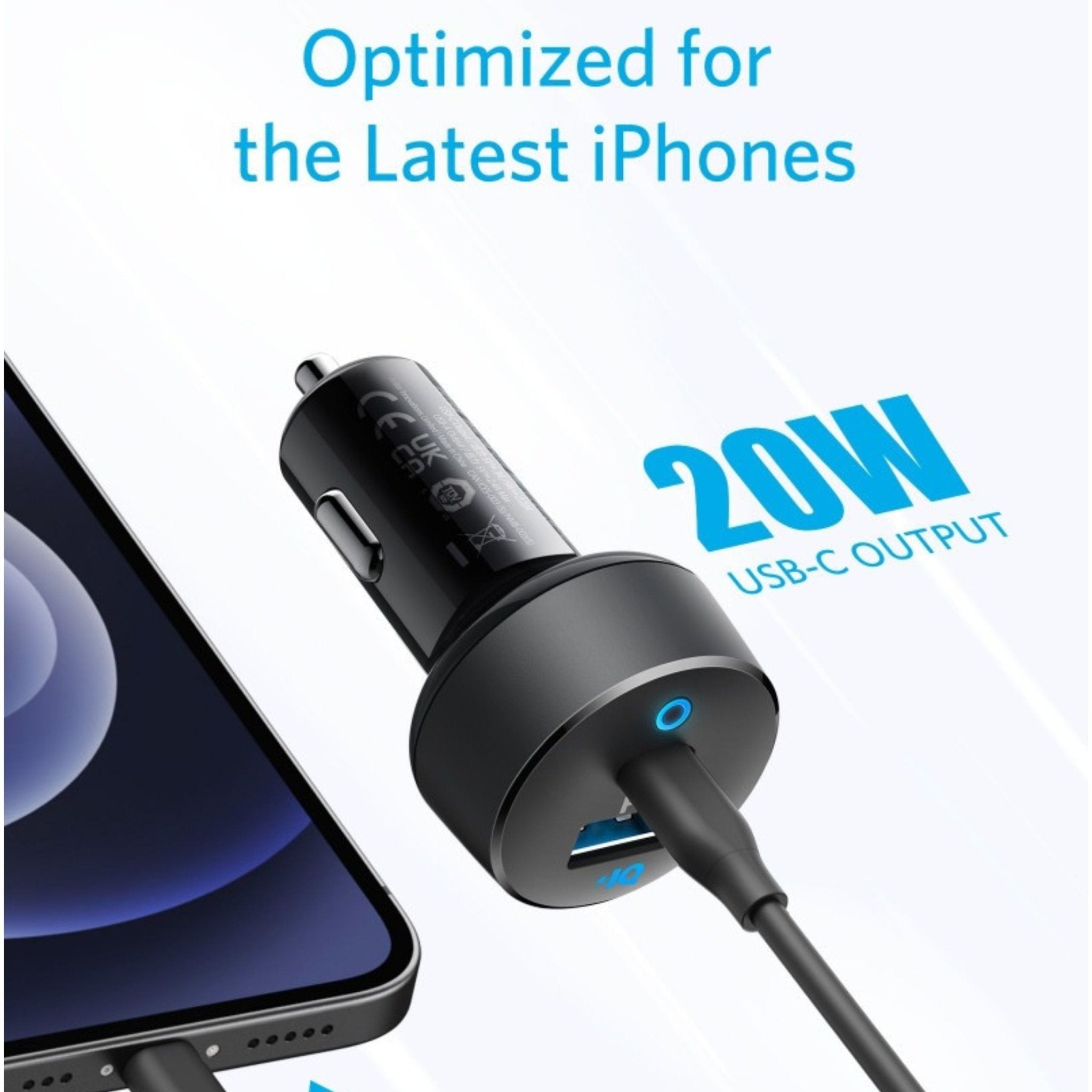 Anker 35W PD Dual-Port Fast Car Charger - Black