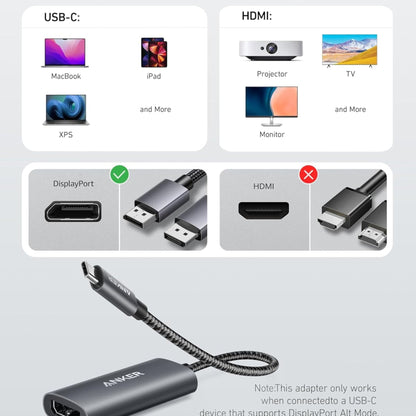 Anker 518 USB-C Adapter 8K Display Port - Gray