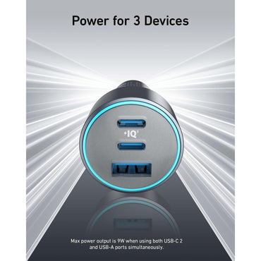 Anker 535 Car Charger 67W With 1 USB & 2 Type-C Ports - Silver