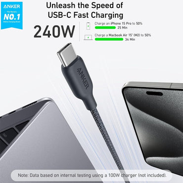 Anker 544 USB-C to USB-C Bio-Braided Cable 240W 6ft (1.8M) - Black