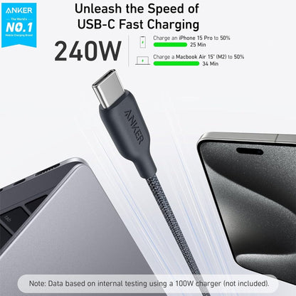 Anker 544 USB-C to USB-C Bio-Braided Cable 240W 6ft (1.8M) - Black