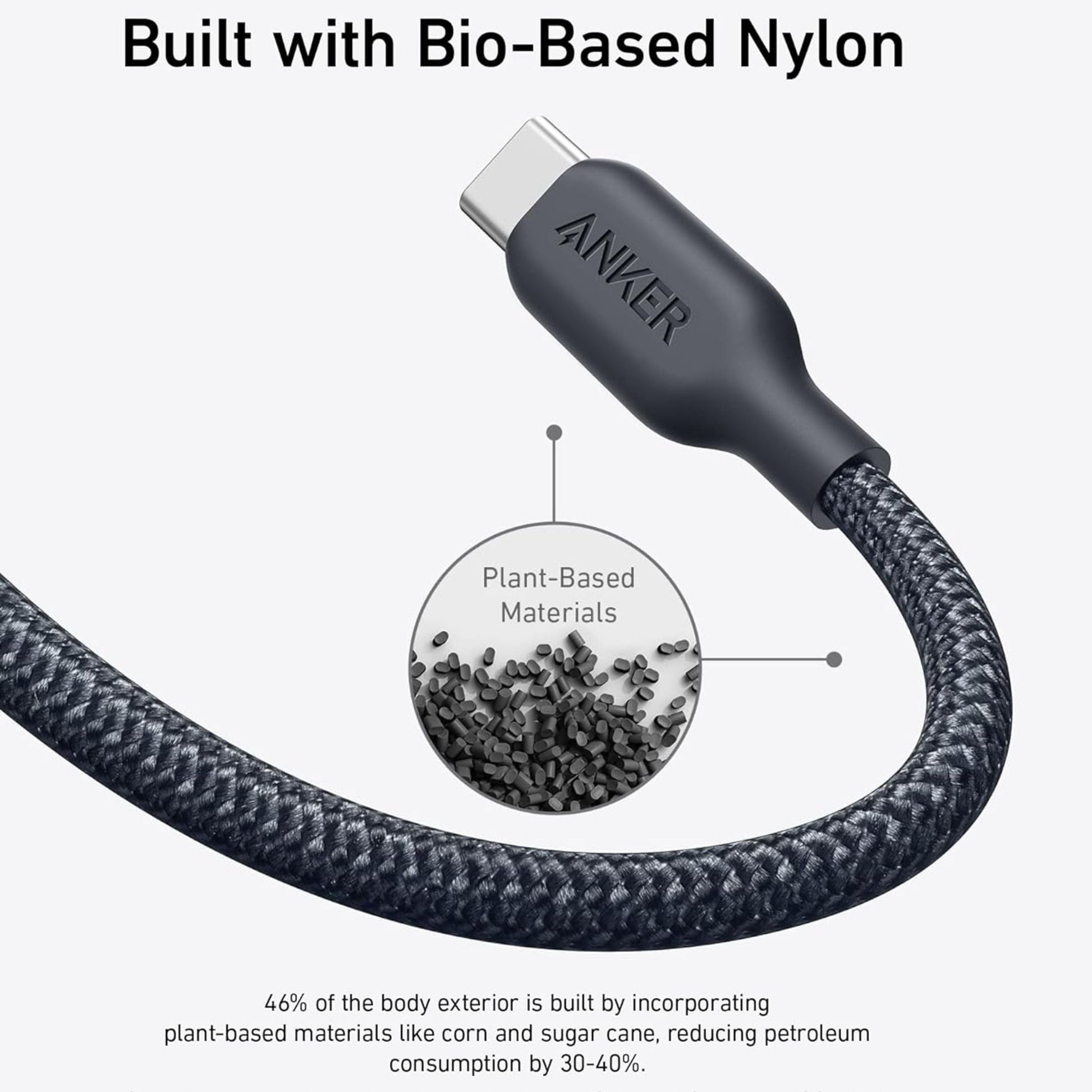 Anker 544 USB-C to USB-C Bio-Braided Cable 240W 6ft (1.8M) - Black