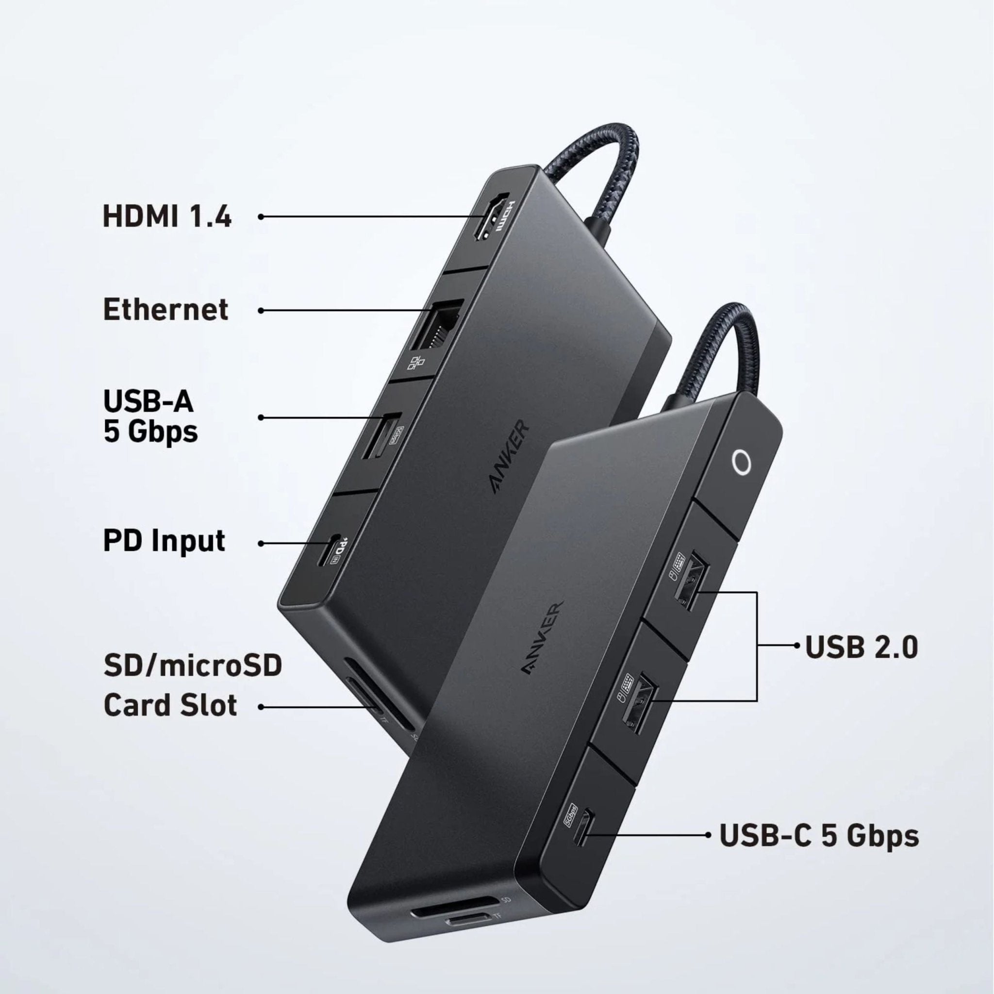 Anker 552 USB-C Hub 9 in 4k HDMI 5Gbps 85w Charging - Grey