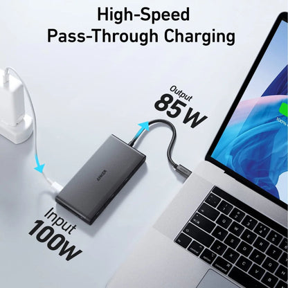 Anker 552 USB-C Hub 9 in 4k HDMI 5Gbps 85w Charging - Grey