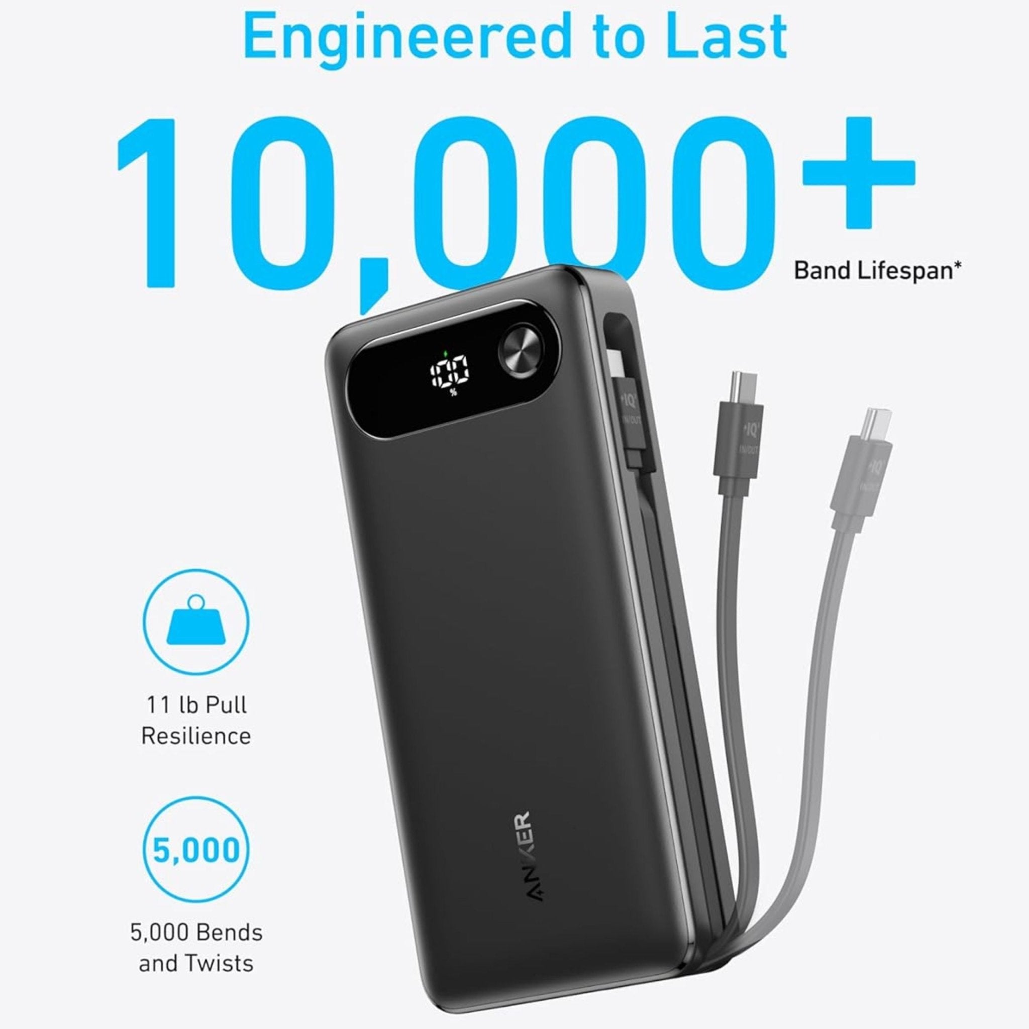 Anker 65W 20,000mAh Power Bank with USB-C Cable - Black