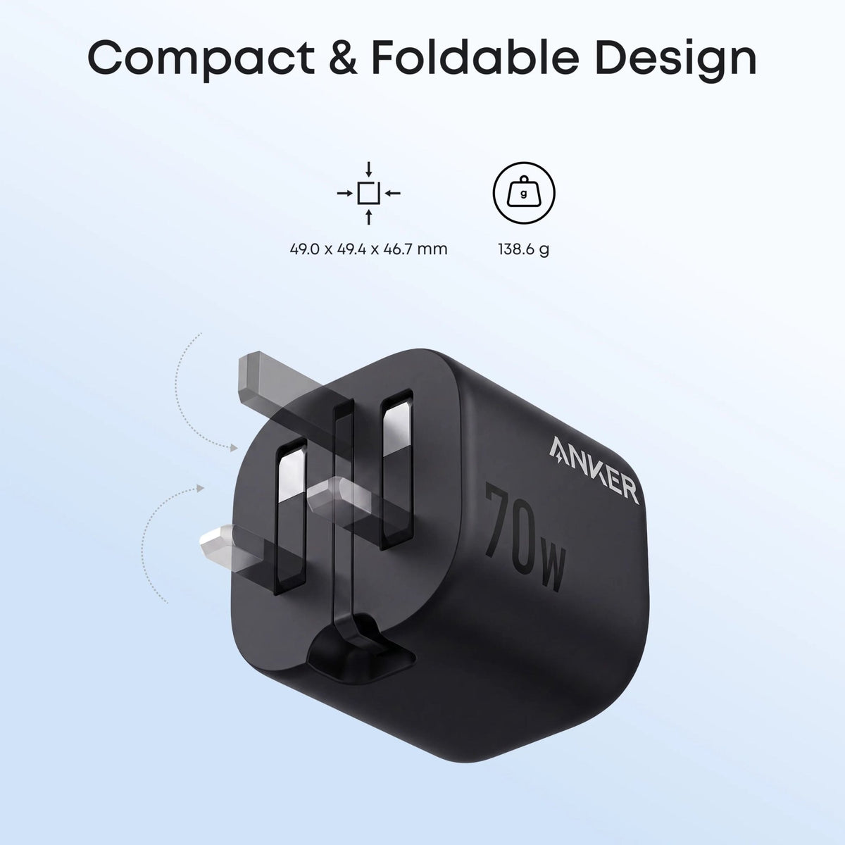 Anker 70W Wall Charger with 3 Type-C Ports and 1 USB Port - Black