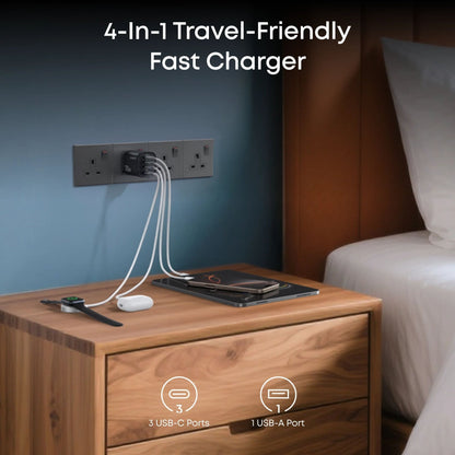 Anker 70W Wall Charger with 3 Type-C Ports and 1 USB Port - Black