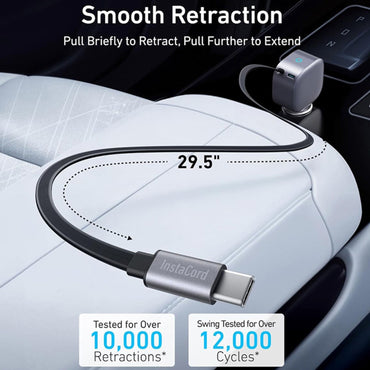 Anker 75W Nano PD Car Charger with Retractable Type-C Cable and Type-C Port - Gray