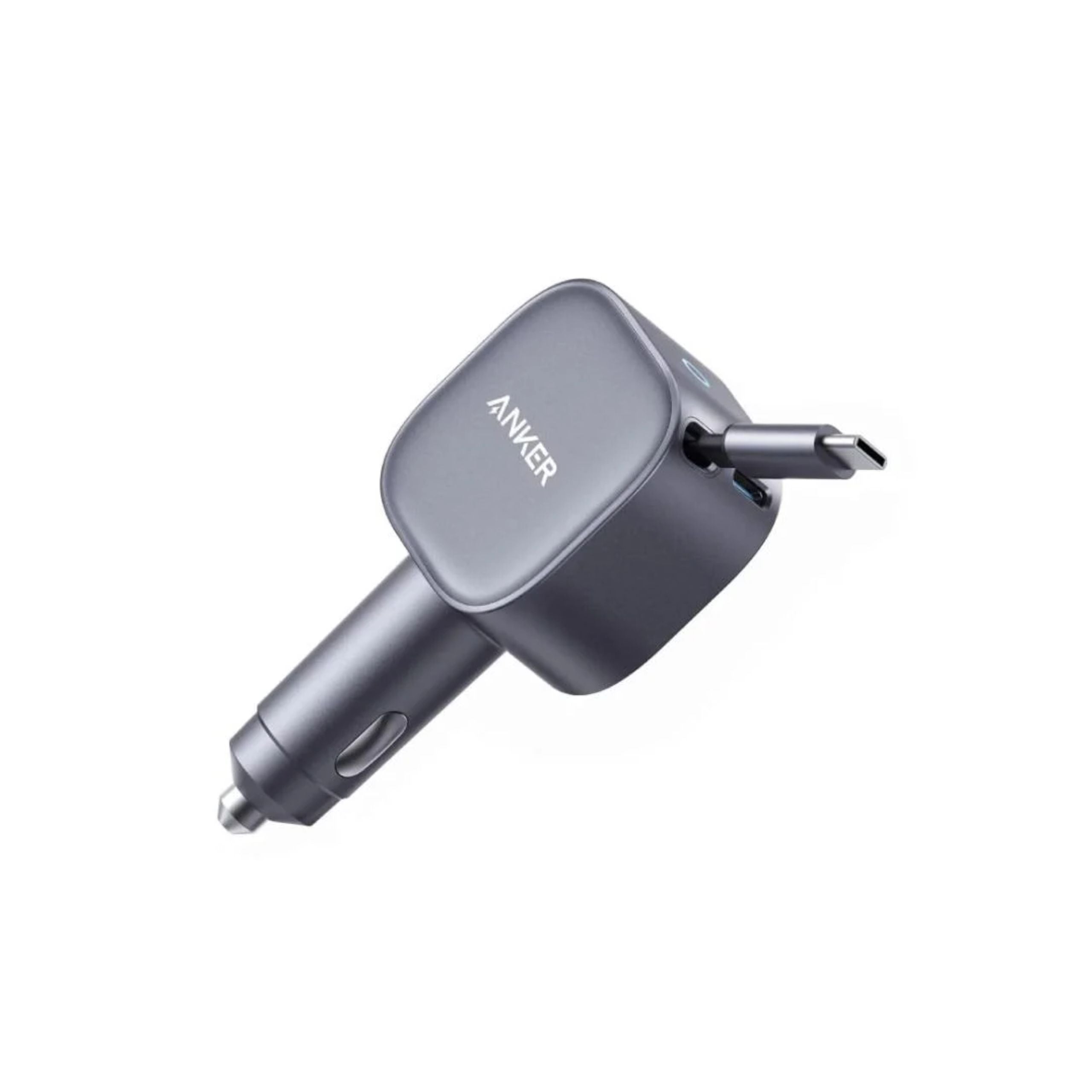 Anker 75W USB-C Car Charger with Built-in Retractable USB-C Cable - Black