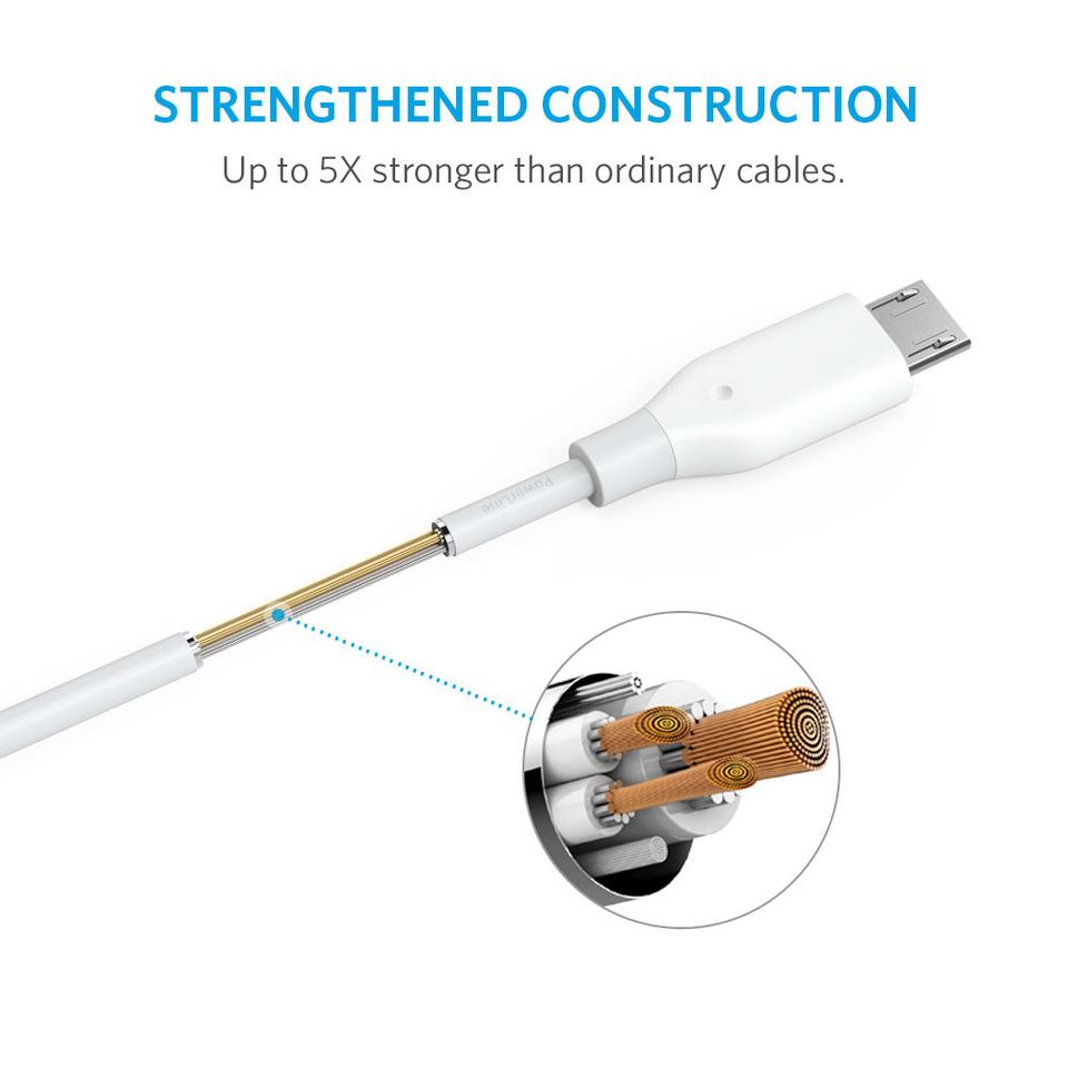 Anker Cable 6FT/1.8M Powerline + Micro USB (White)