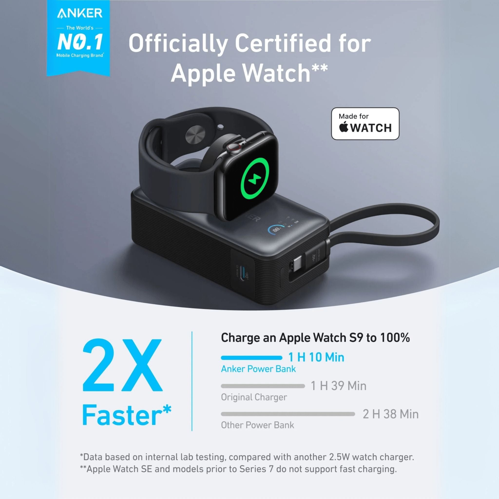 Anker MagGo Power Bank (10K, 35W, For Apple Watch)-Black