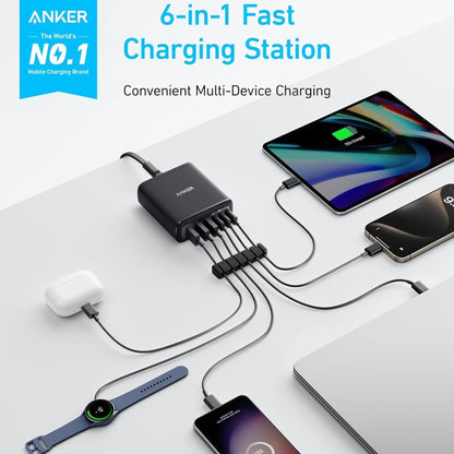Anker Multi-Device Fast Charging 112W 6 Ports GaN Charger - Black