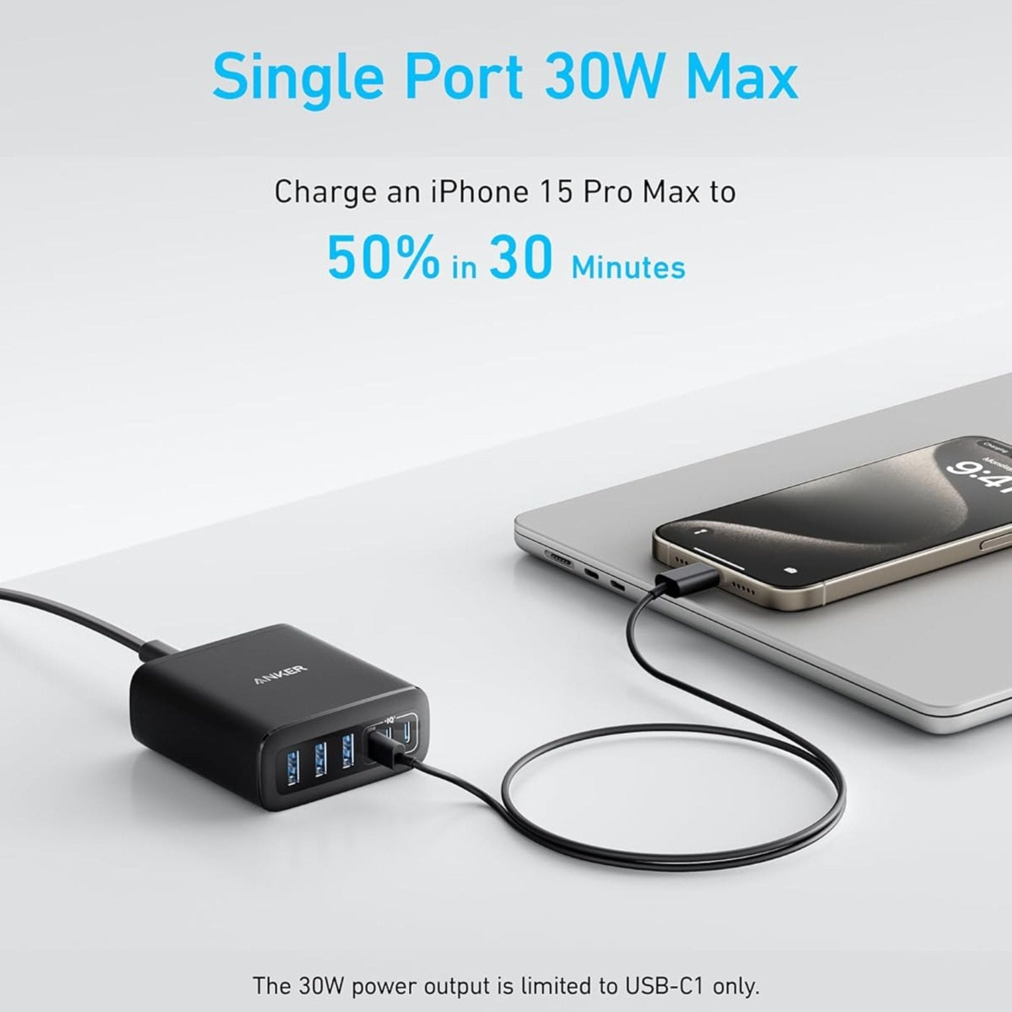 Anker Multi-Device Fast Charging 112W 6 Ports GaN Charger - Black