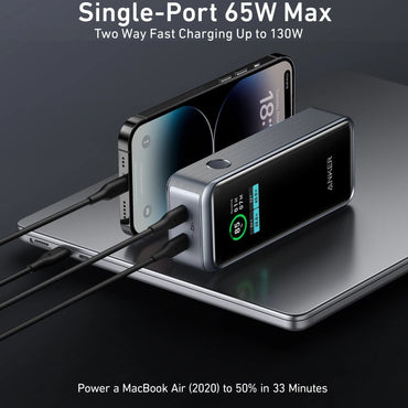 Anker Multi-Device Fast Charging Power Bank (12000mAh, 130W, 3-Port) - Black