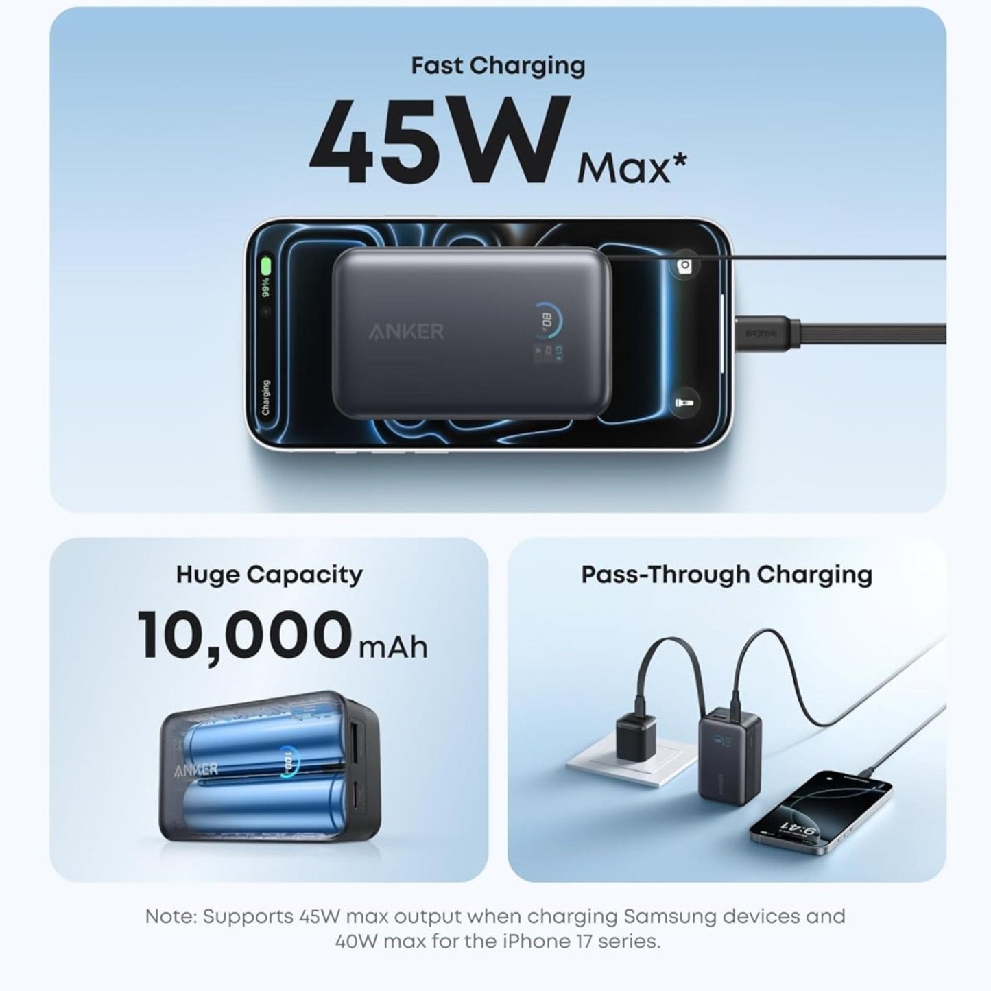 Anker Nano Power Bank 10000mAh With 45W USB-C Cable - Black