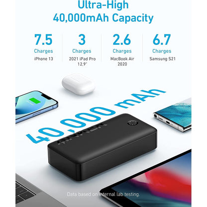 Anker Power Bank, 347 Portable Charger (PowerCore 40K), 40,000mAh Battery Pack with USB-C High-Speed Charging -Black