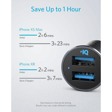 Anker Powerdrive 2 Alloy Metal Mini Car Charger - Black