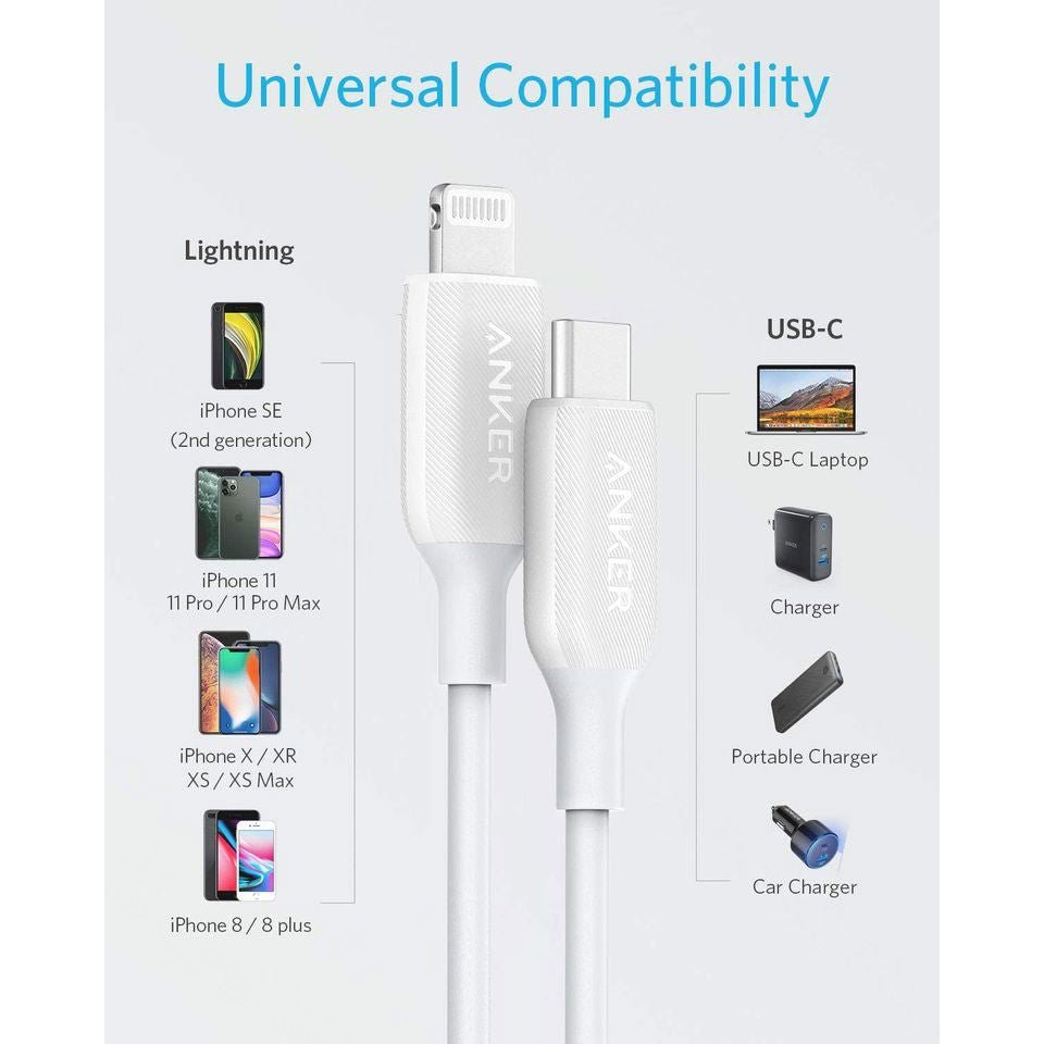 Anker Powerline III Usb-C Cable With Lightning Connector 0.9m - White