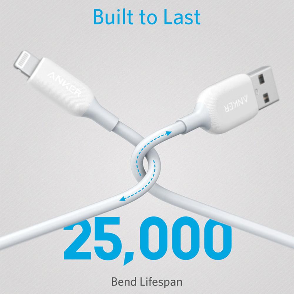 Anker Powerline USB Cable With Lightning (0.9m) White