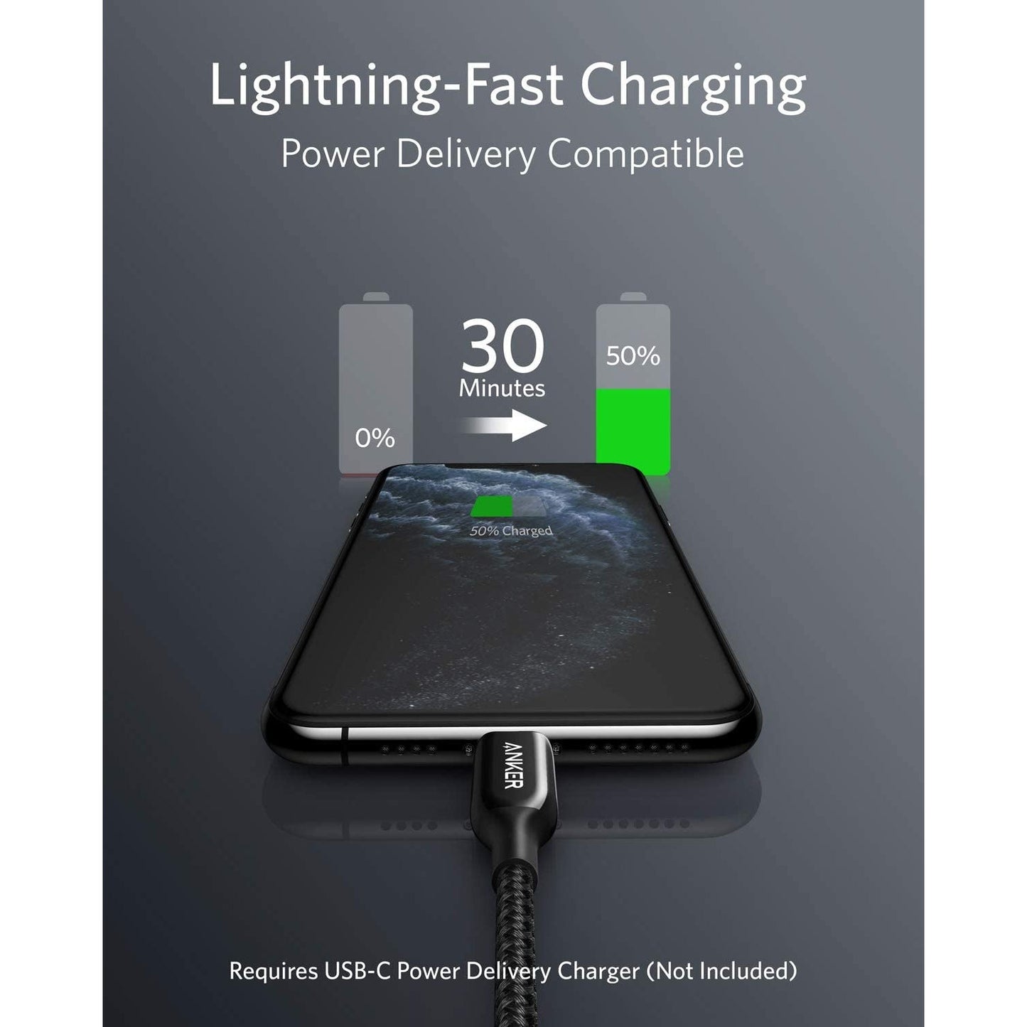 Anker Powerline USB Cable With Lightning (1.8m) -Black