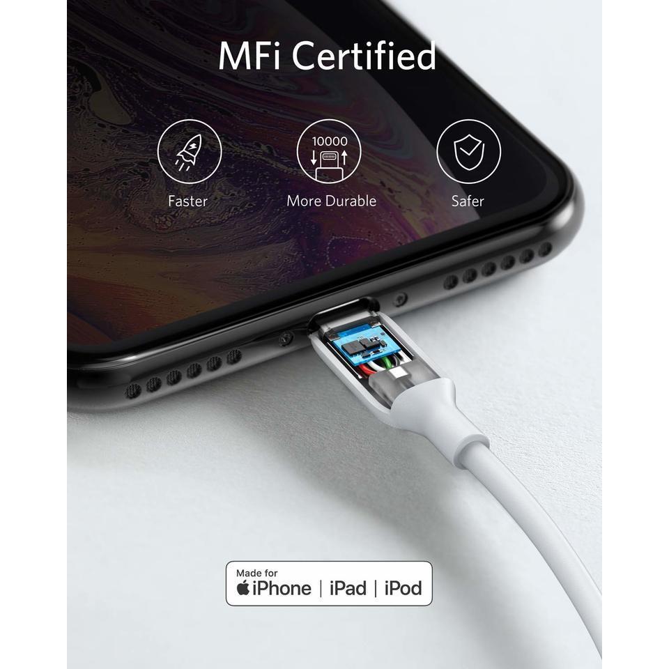 Anker Powerline USB Cable With Lightning (1.8m) White