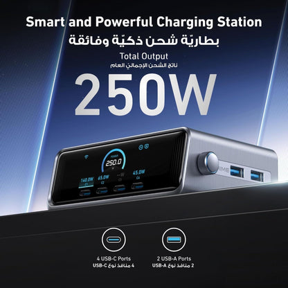Anker Prime 250W USB C Charger, Ultra-Fast 6-Port GaN Charging Station - Black