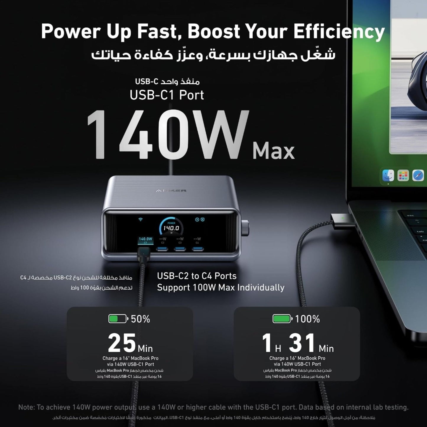 Anker Prime 250W USB C Charger, Ultra-Fast 6-Port GaN Charging Station - Black