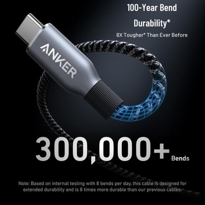 Anker Prime USB-C to USB-C Cable 3ft 240W Upcycled-Braided - Grey
