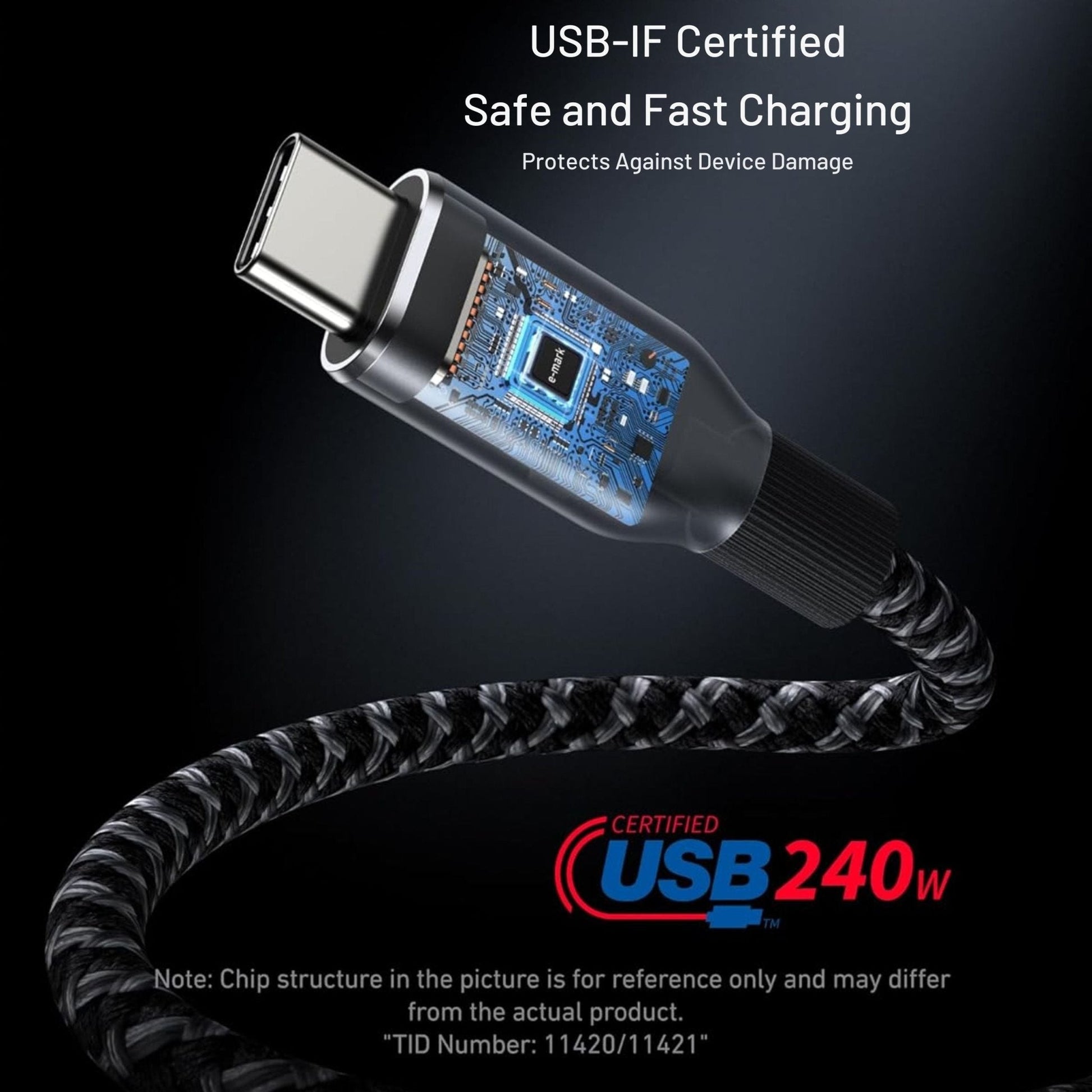 Anker Prime USB-C to USB-C Cable 3ft 240W Upcycled-Braided - Grey