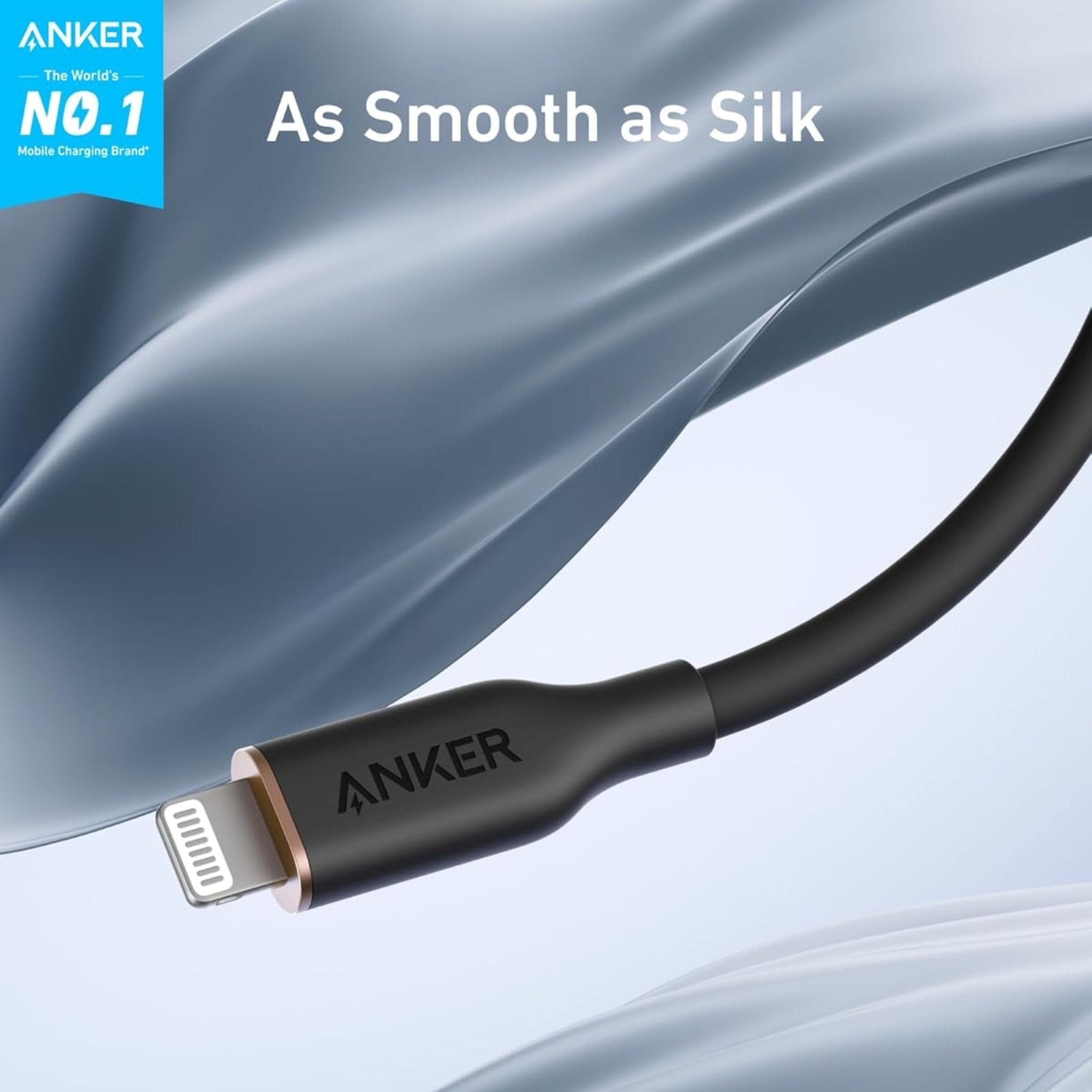 Anker USB-A to Lightning Silicone Cable 3ft - Black