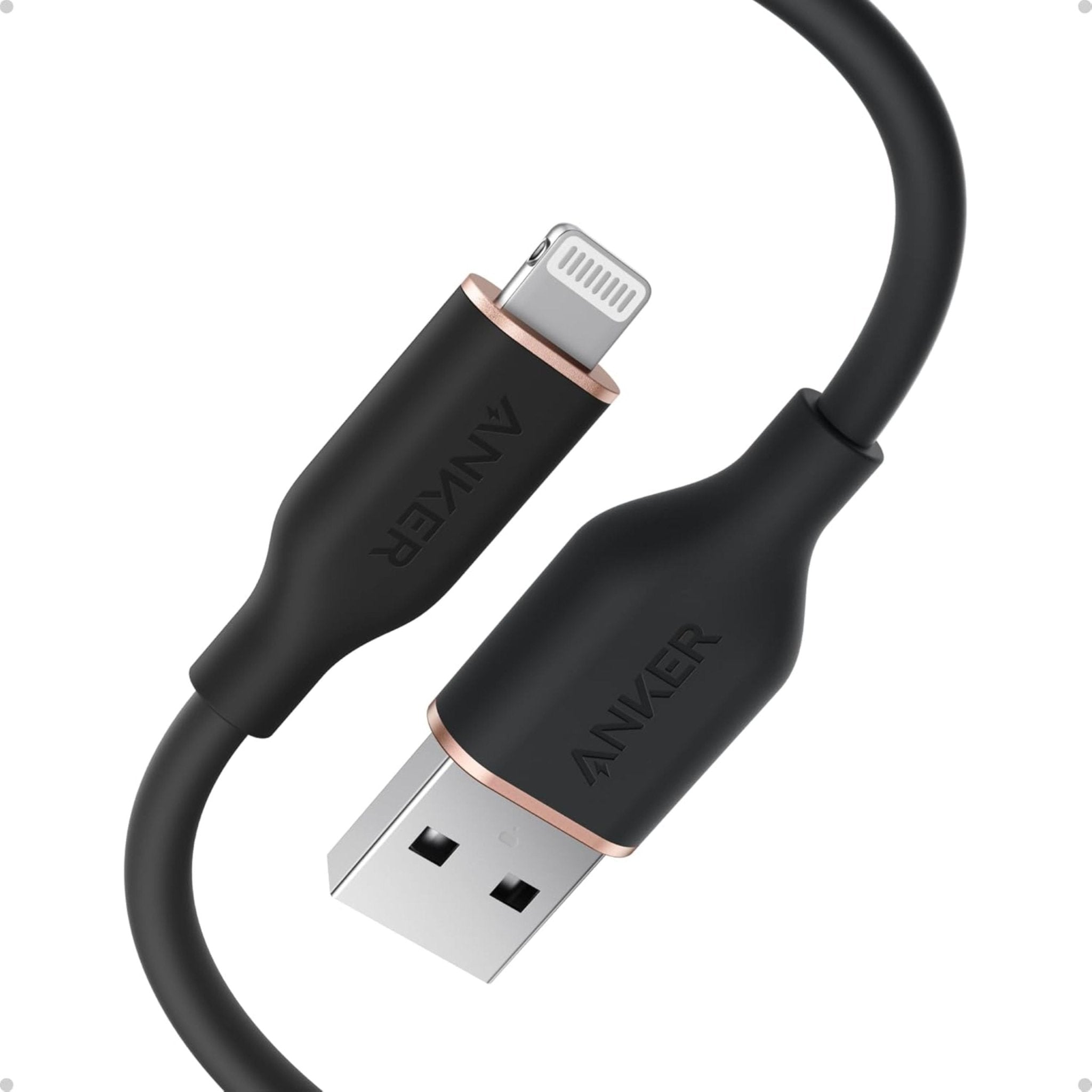 Anker USB-A to Lightning Silicone Cable 3ft - Black