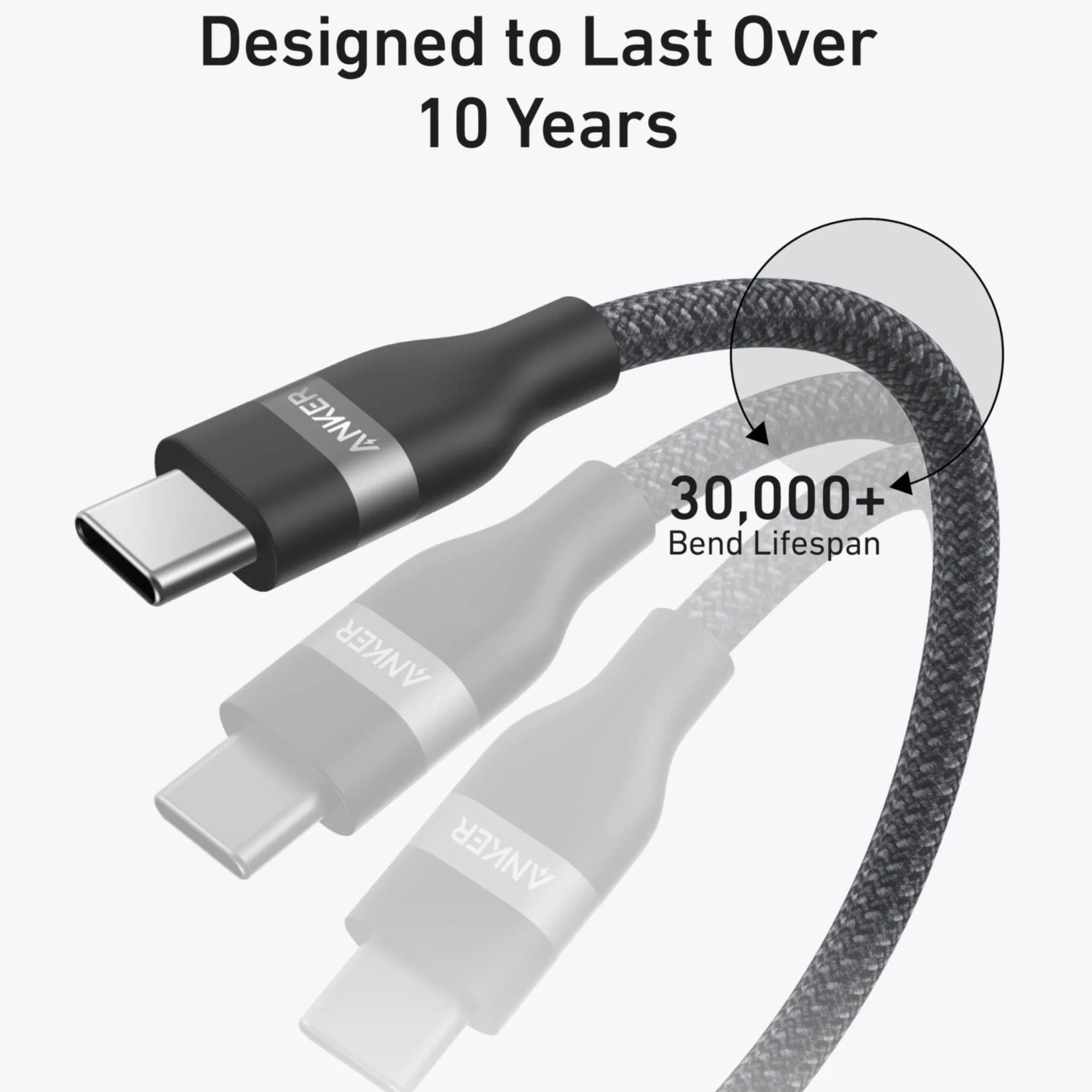 Anker USB-C to USB-C Cable 3ft 240W Upcycled-Braided - Black