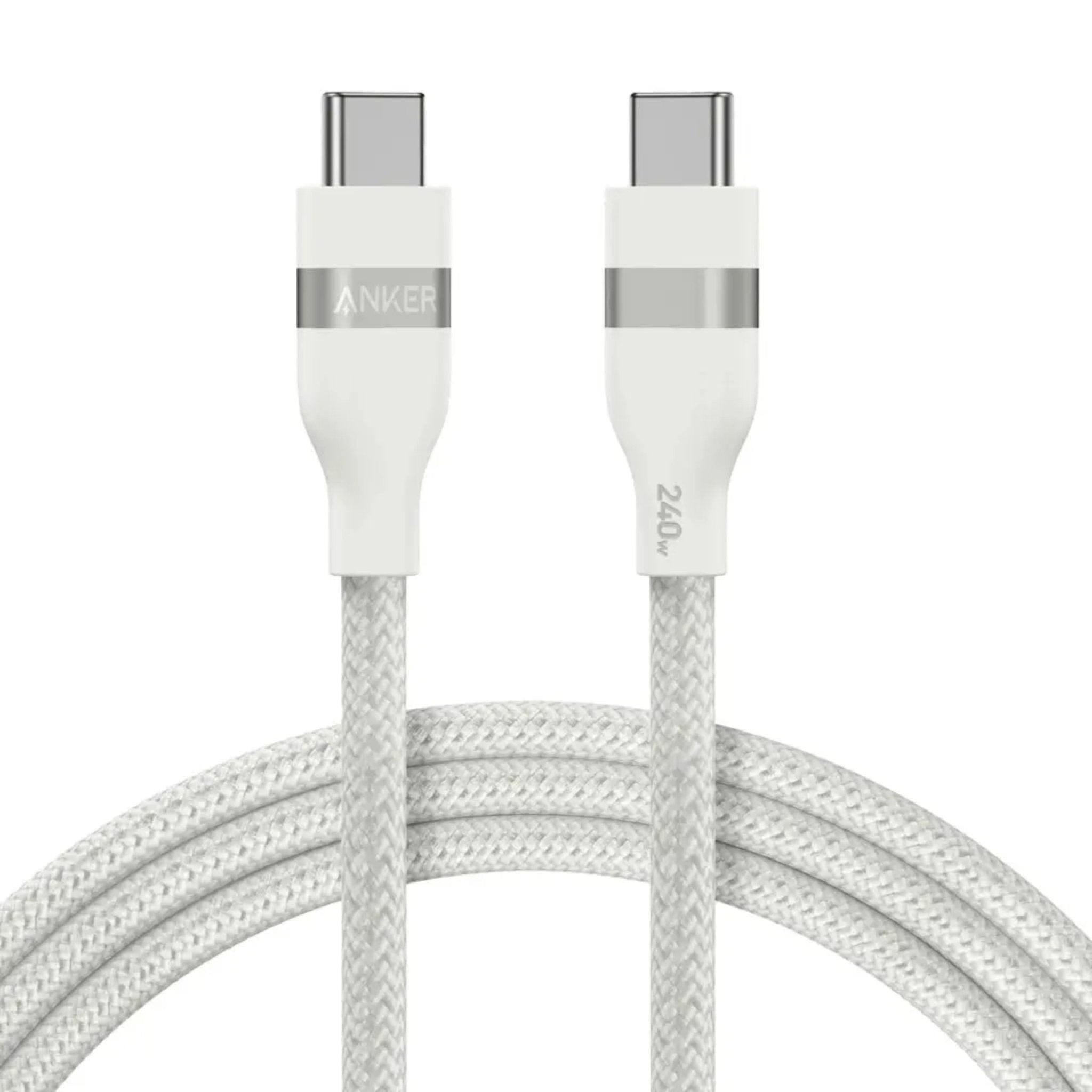 Anker USB-C to USB-C Cable 3ft 240W Upcycled-Braided - White