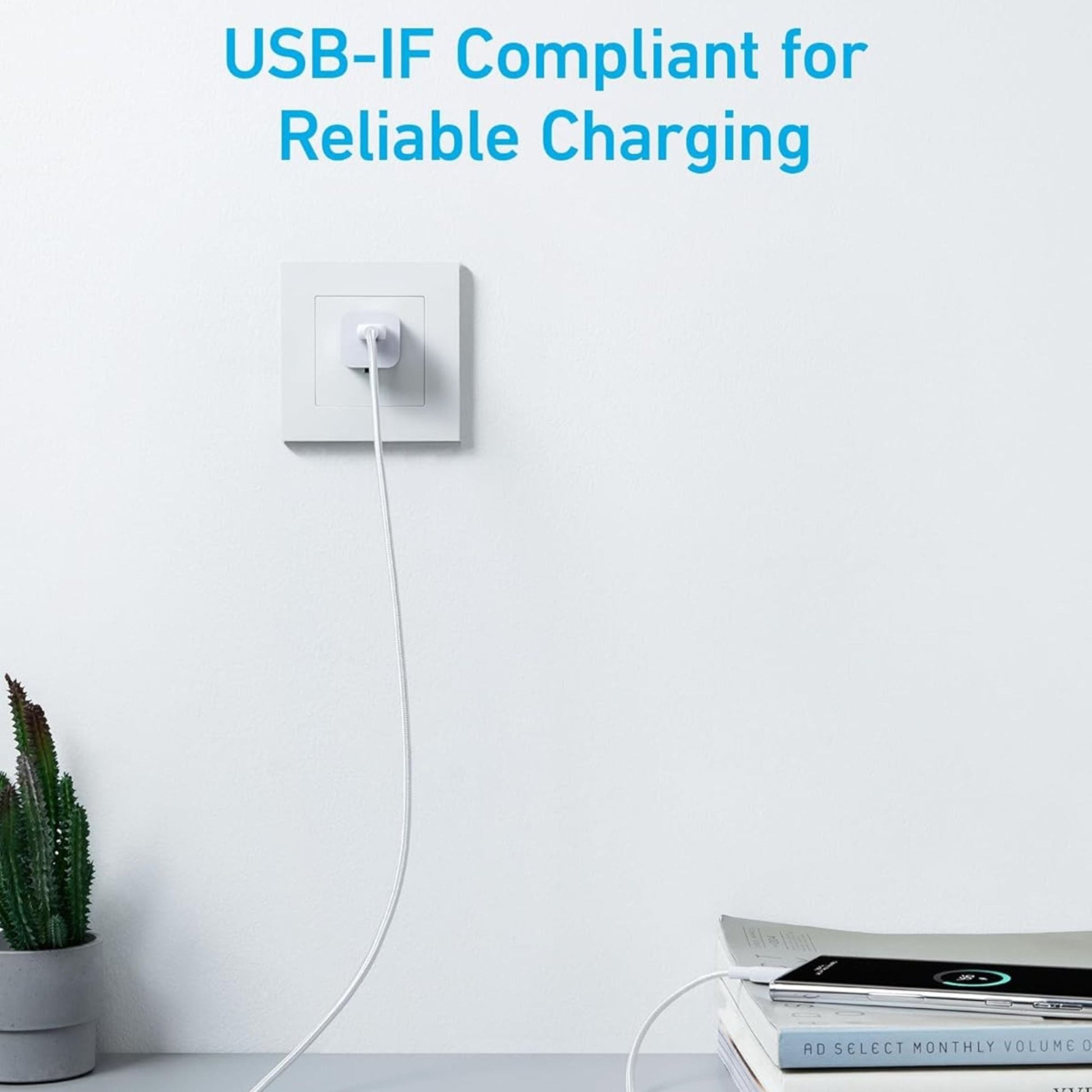 Anker USB-C to USB-C Charging Cable, 60W 6ft(1.8m) - White
