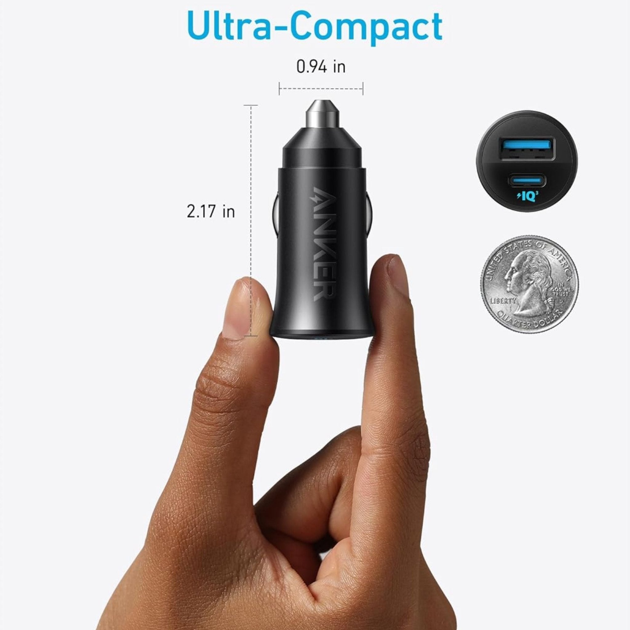 Anker Ultra-Compact Dual-Port Car Charger 30W - Black