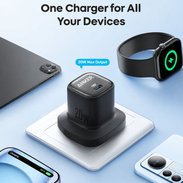 Anker Zolo Charger 20W.PD 3.0 With USB-C Cable - Black