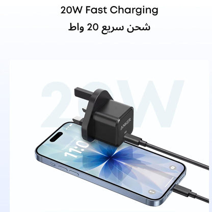 Anker Zolo Charger 20W.PD 3.0 With USB-C Cable - Black