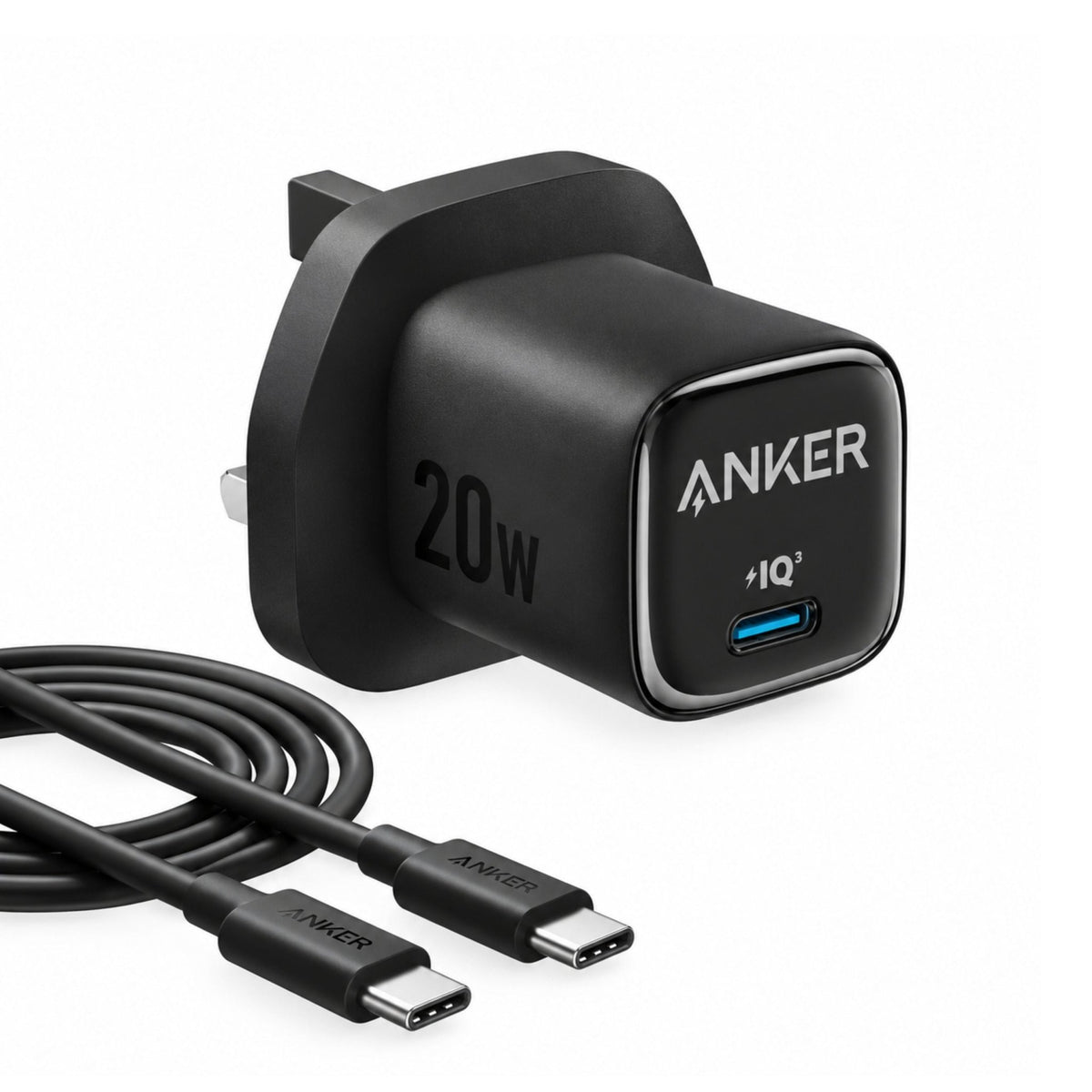Anker Zolo Charger 20W.PD 3.0 With USB-C Cable - Black