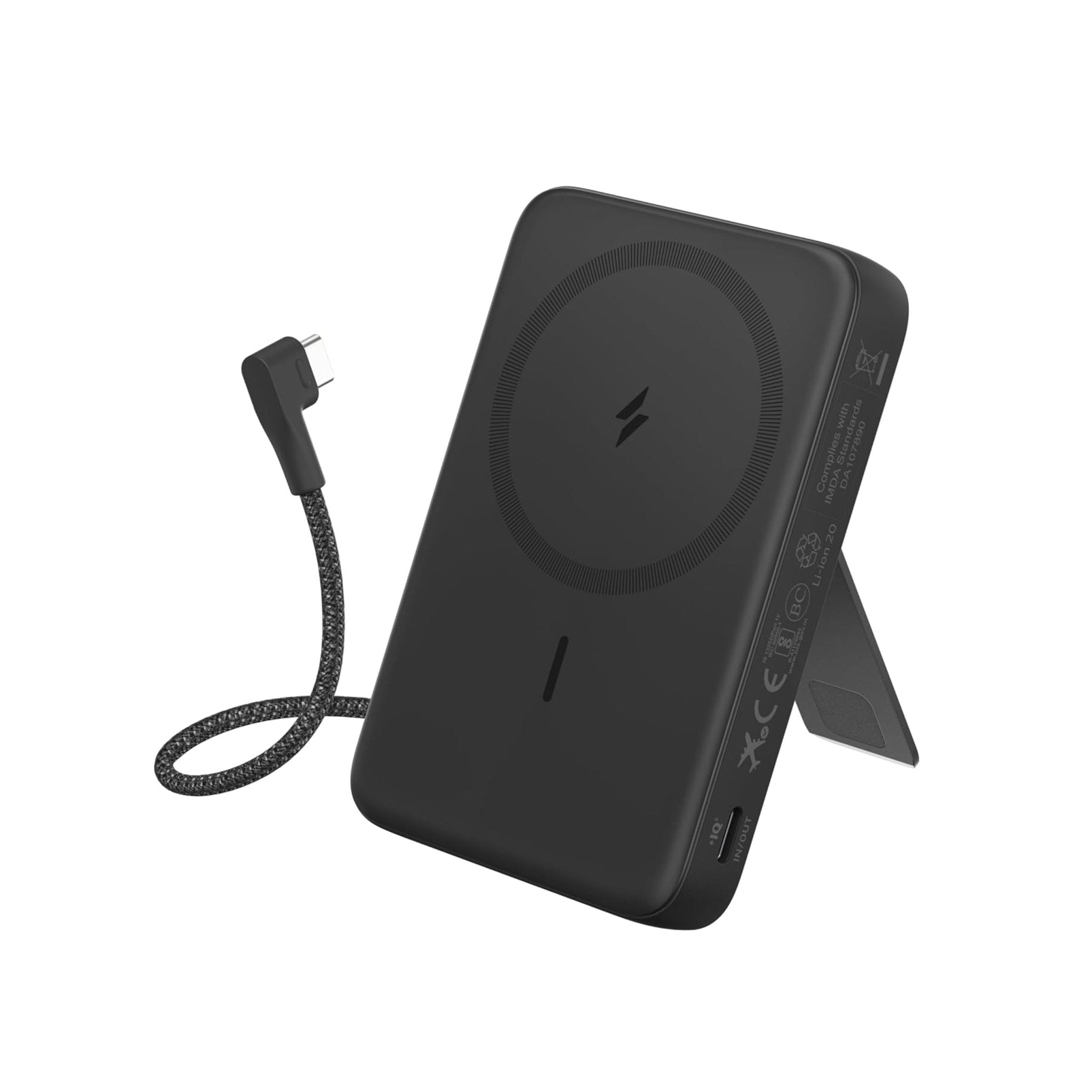 Anker Zolo Wireless Charging Power Bank with Stand 10K Built in USB-C Cable - Black