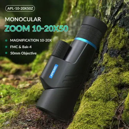 Apexel 10X-20X50 Zoom Monocular - Black