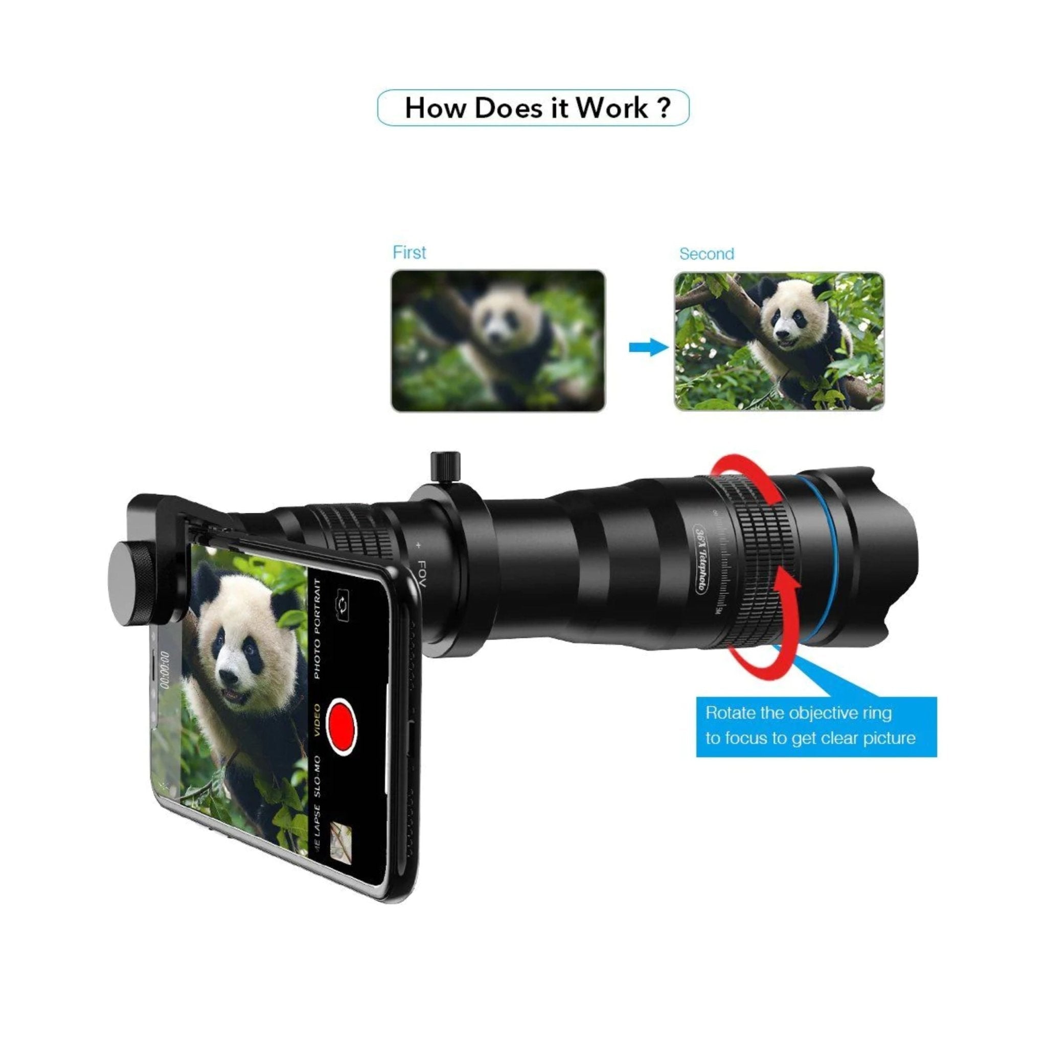 Apexel 36X Telephoto Smartphone Lens - Black